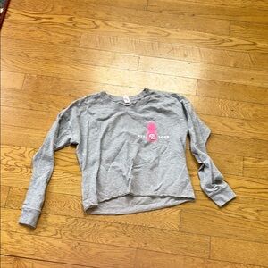 Gray Long Sleeve Shirt with Pink Logo